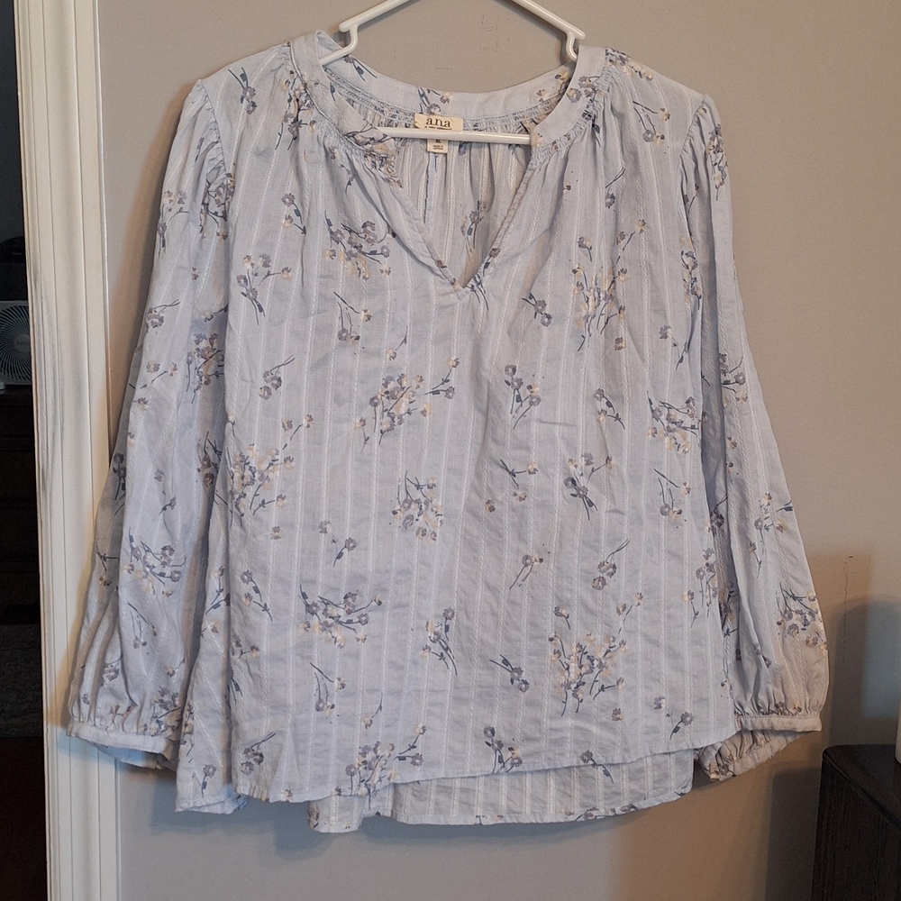 a.n.a Light Blue Floral Blouse Bundle 2 For $10